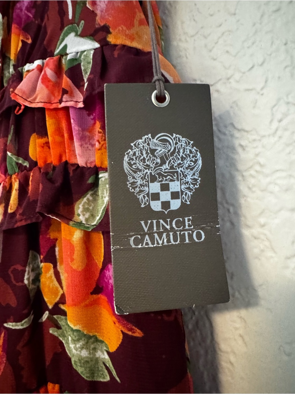 Vince Camuto Chiffon Floral Ruffle Maxi Dress Burgundy NWT Wedding Guest Size - Picture 11 of 11
